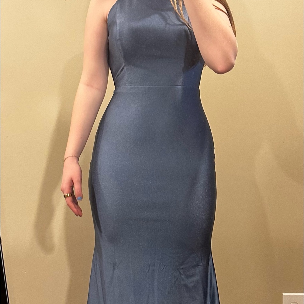 Blue Blondie Nites Halter Dress